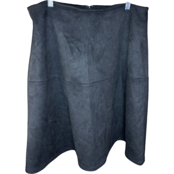 Anne Klein Womens Faux Suede Flared Skirt Black Size 8 NWT Knee Length - Picture 5 of 12